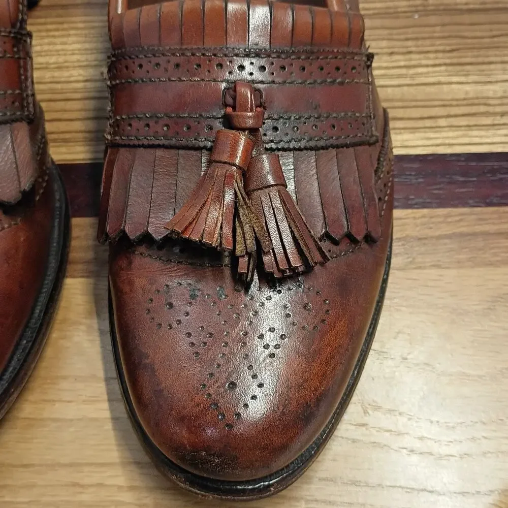Allen Edmonds Bridgeton Leather Slip On Kiltie Tassel Shoes Loafers Size 10